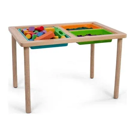 Humble Crew Toddler Sensory Table with 3 Storage Bins and Cover, Solid Wood – Premium Kinetic Sand Table for Sensory Activities with Water, Slime and More - Hands-On Learning Activity Play Table