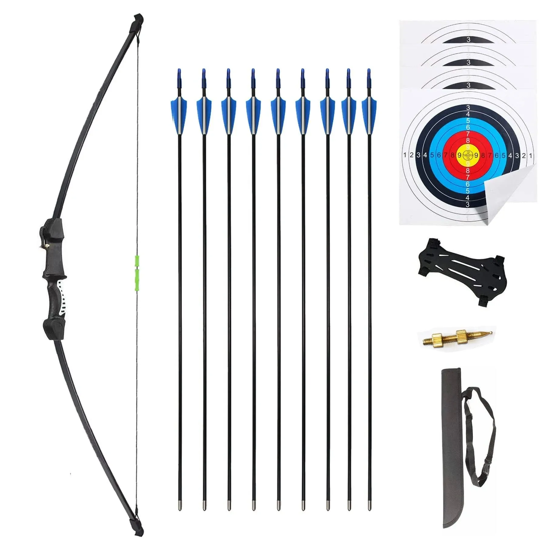 Mxessua 45" Bow and Arrows Set for Teens Recurve Archery Beginner Gift Longbow Kit Includes 9 Arrows