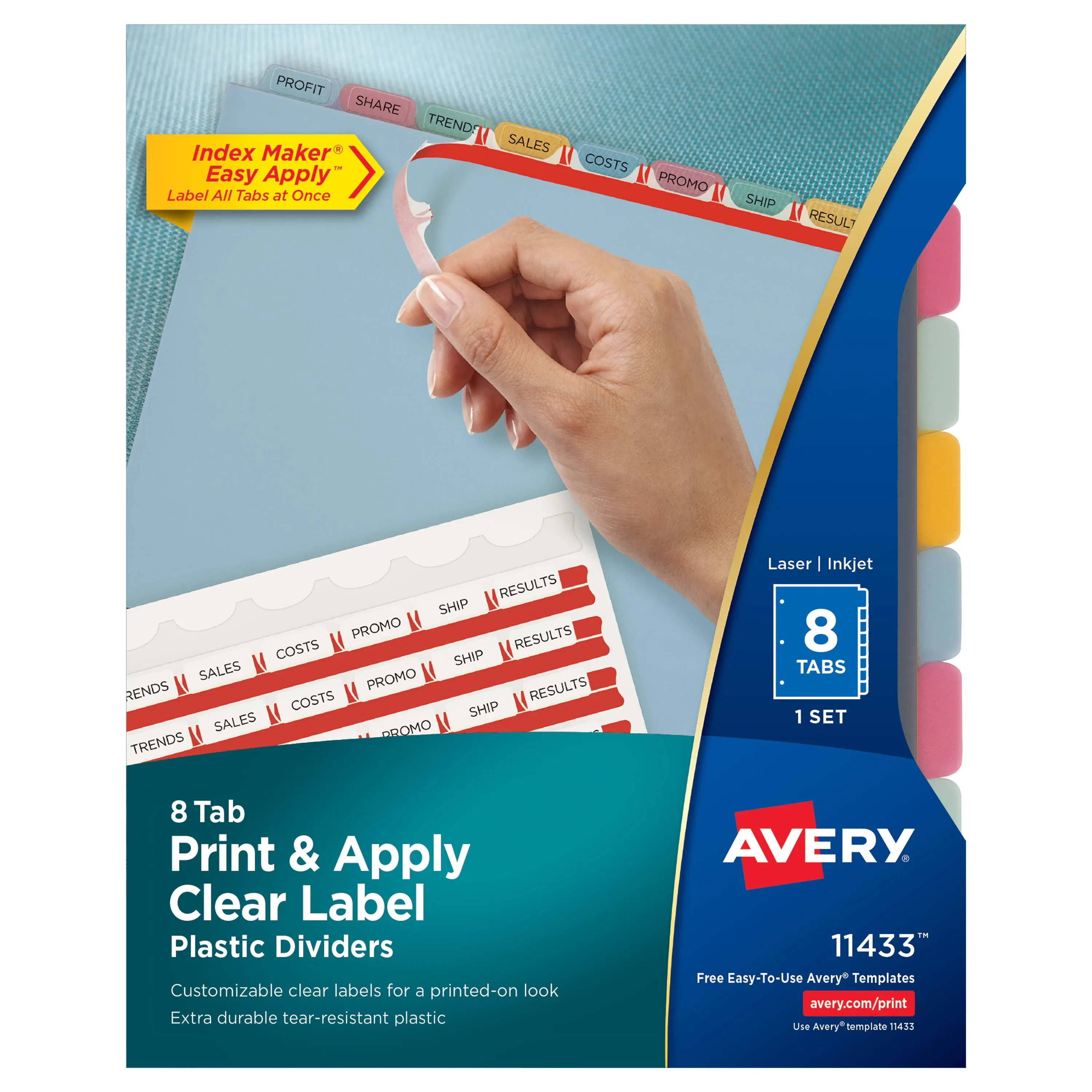 Avery Print & Apply Plastic Dividers Multicolor (11433) | Avery.com