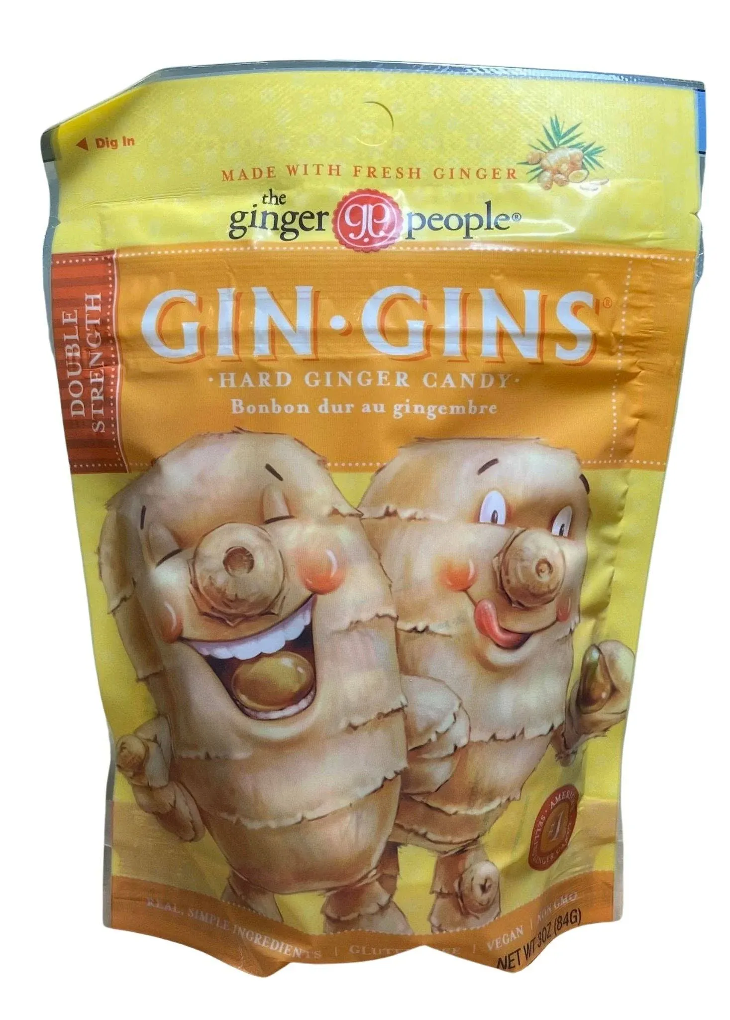 The Ginger People Gin Gins Hard Ginger Candy, Double Strength