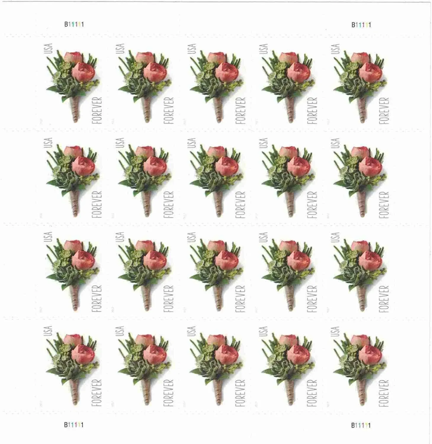 USPS Celebration Boutonniere USPS Forever Stamps Sheet of 20