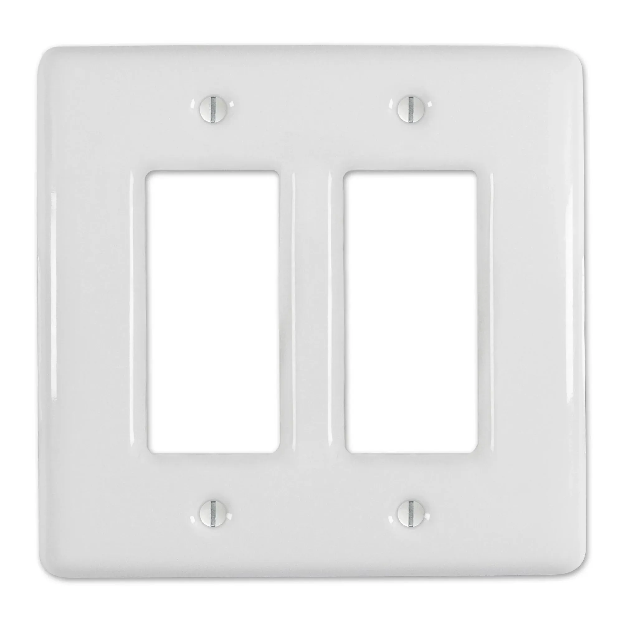 Metro White Ceramic - 2 Rocker  Wallplate