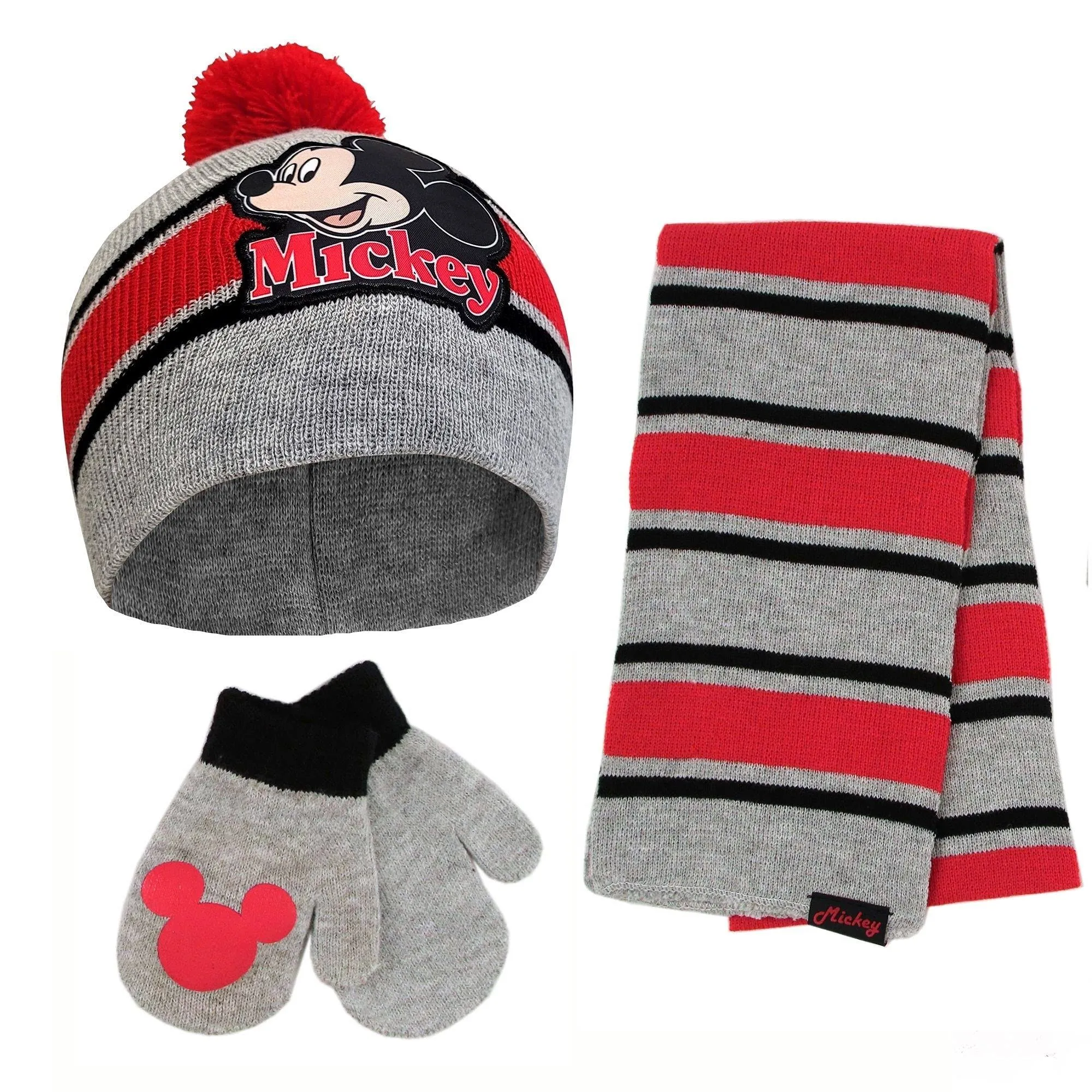 Disney Baby Boys' Mickey Mouse Cold Weather Set - Hat, Gloves or Mittens, Gaiter (2T-7)