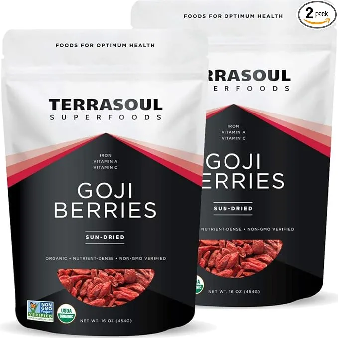 Terrasoul Superfoods Organic Goji Berries, 2 Lbs (2 pack) - Large Size | Chewy Texture | Premium Quality | Lab-Tested…