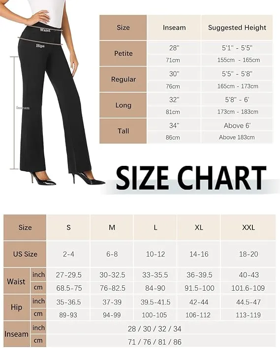 Tapata Women's 28''/30''/32''/34'' Stretchy Bootcut Dress Pants with Pockets Tall, Petite, Regular for Office Work Business