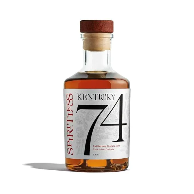 SPIRITLESS Kentucky 74 | Non-Alcoholic Bourbon Whiskey Spirit | Fully Distilled & Award-Winning Mocktail & Cocktail Ingredient | For Halfsies or Fully Spiritless | Non-GMO & Vegan | 375 ml Bottle