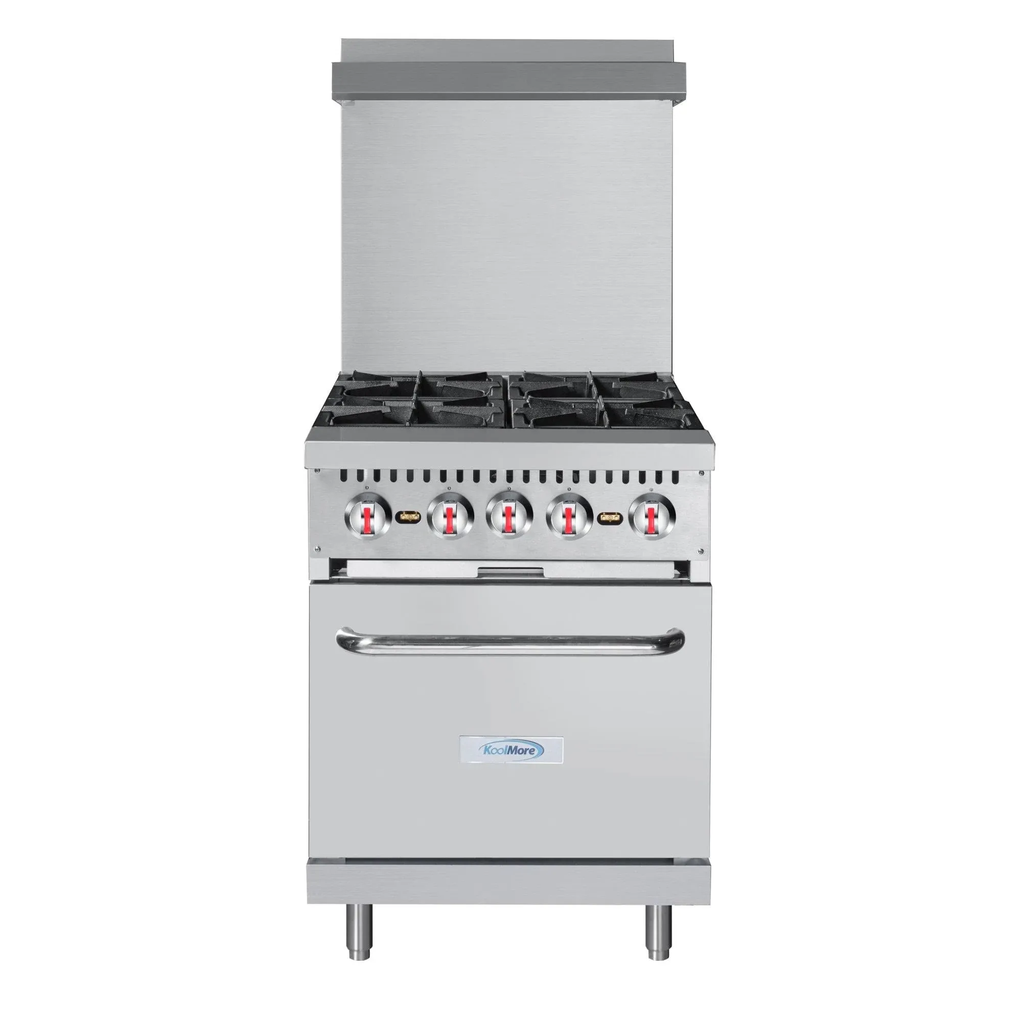 24 in. 4 Burner Commercial Natural Gas Range with Oven in Stainless-Steel (KM-CR24-NG)