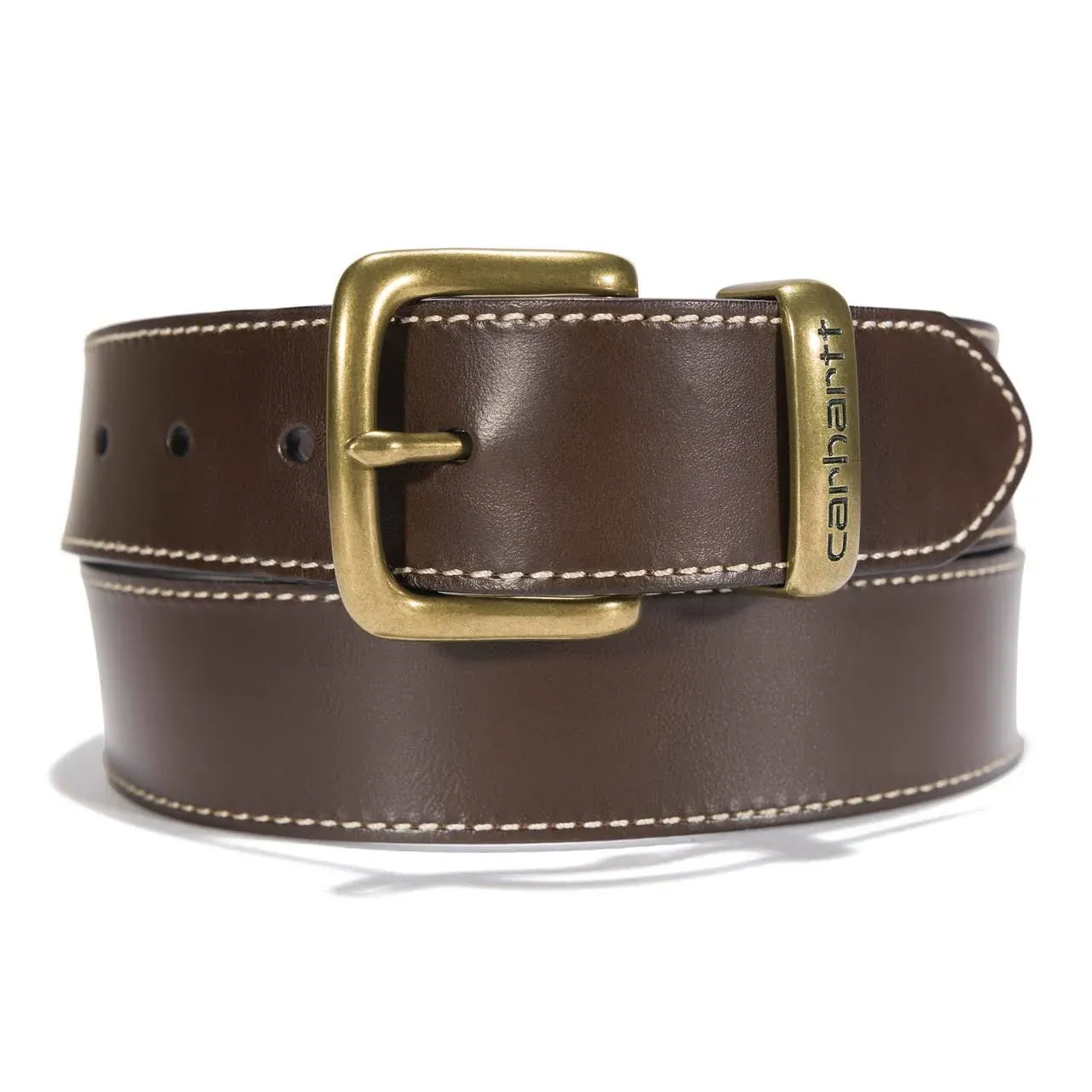 "Carhartt Belts: Men's Brown A000551120 Tooled Edge Leather Belt"