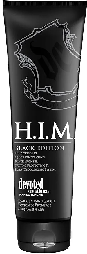 Devoted Creations H.I.M. Black Edition Oil Absorbing Quick Penetrating Black Tan Lotion Bronzer 8.5 oz.