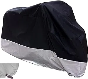 XYZCTEM All Season Black Waterproof Sun Motorcycle Cover,Fits up to 108" Motors (XX Large & Lockholes)