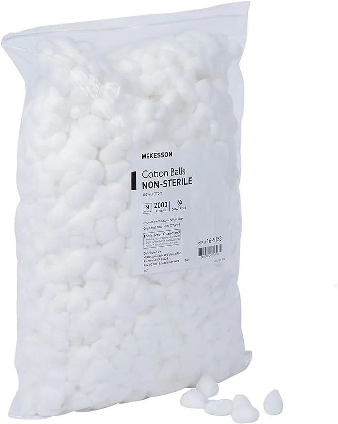 McKesson Cotton Balls, Non-Sterile, Maximum Absorbency, Medium, 2000 Count, 1 Pack