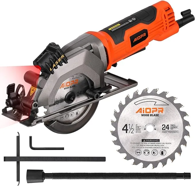 AIOPR 4Amp Mini Circular Saw Compact Saw with 4-1/2&quot; 24T TCT Blade (76602)