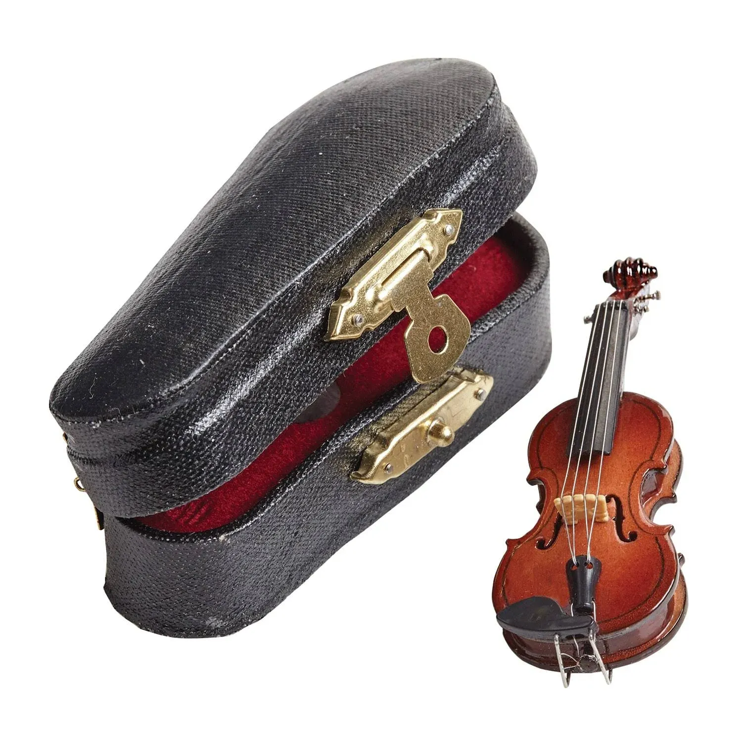 Women's Miniature Musical Instrument Lapel Pins - Velvet Lined Case - Violin