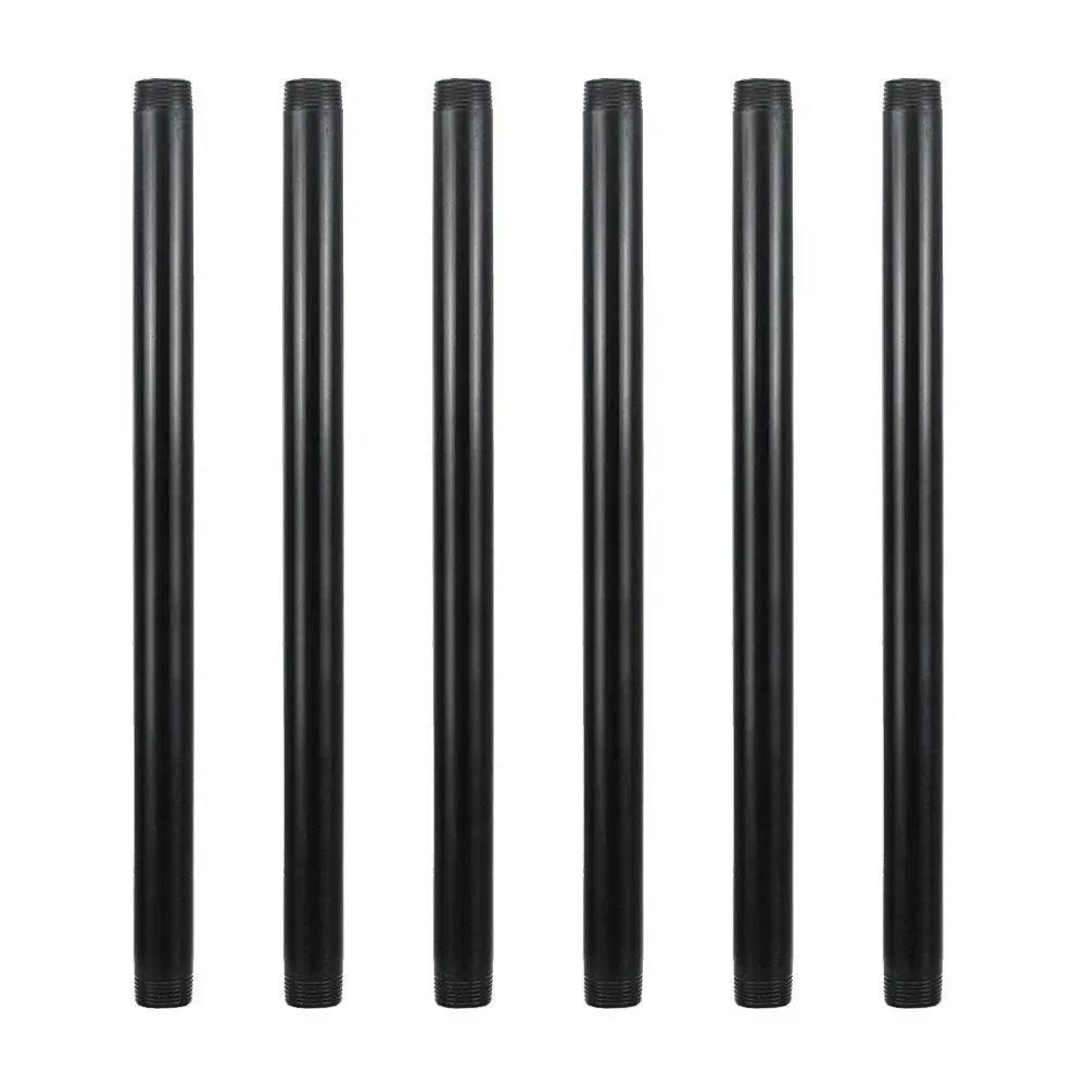 GeilSpace 6 Pack 3/4" 16" Pre-Cut Black Metal Pipe, Industrial Steel Fits Standard Three Quarters inch Black Threaded Pipes and Fittings - Vintage D 246-47