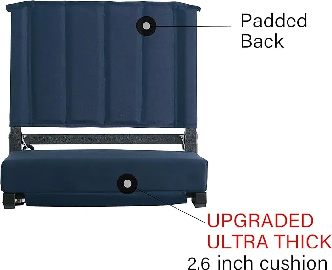 SPORT BEATS Stadium Seat for Bleachers with Back Support and Cushion Includes Shoulder Strap and Cup Holder