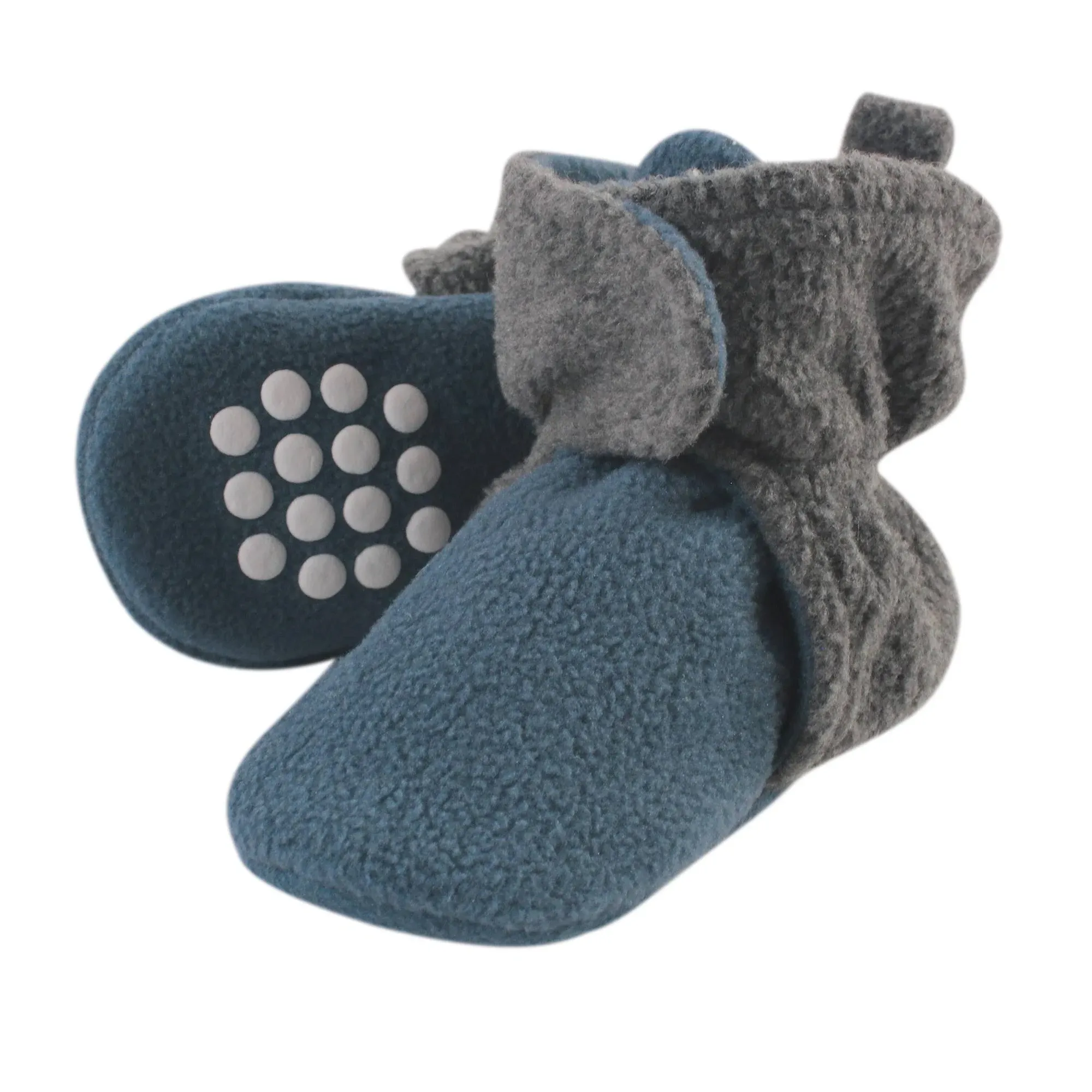 Luvable Friends Fleece Booties, Coronet Blue and Heather Charcoal