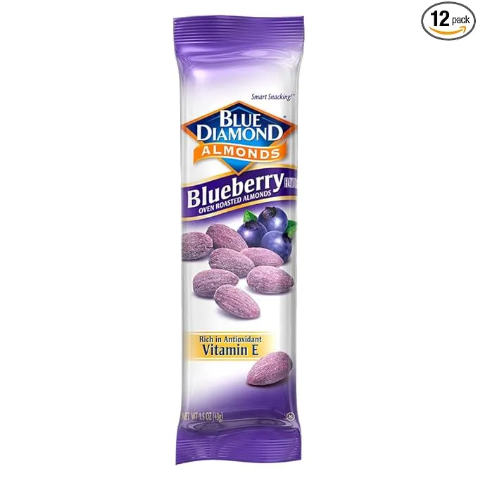 Blue Diamond Almonds, Blueberry Flavored, Oven Roasted - 12 pack, 1.5 oz tubes