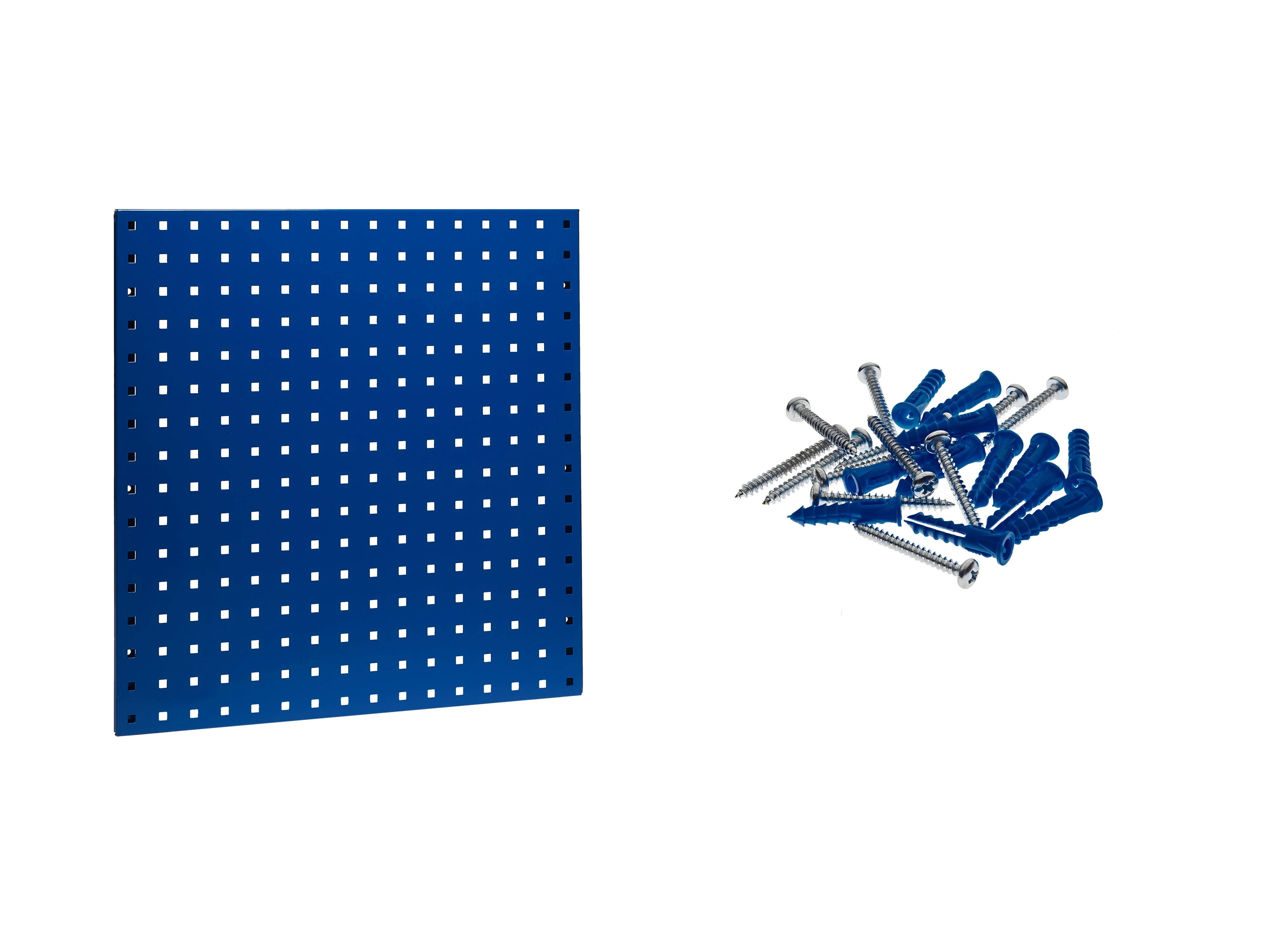 (2) 24 in. W x 24 in. H x 9/16 in. D Blue Epoxy, 18-Gauge Steel Square Hole Pegboards