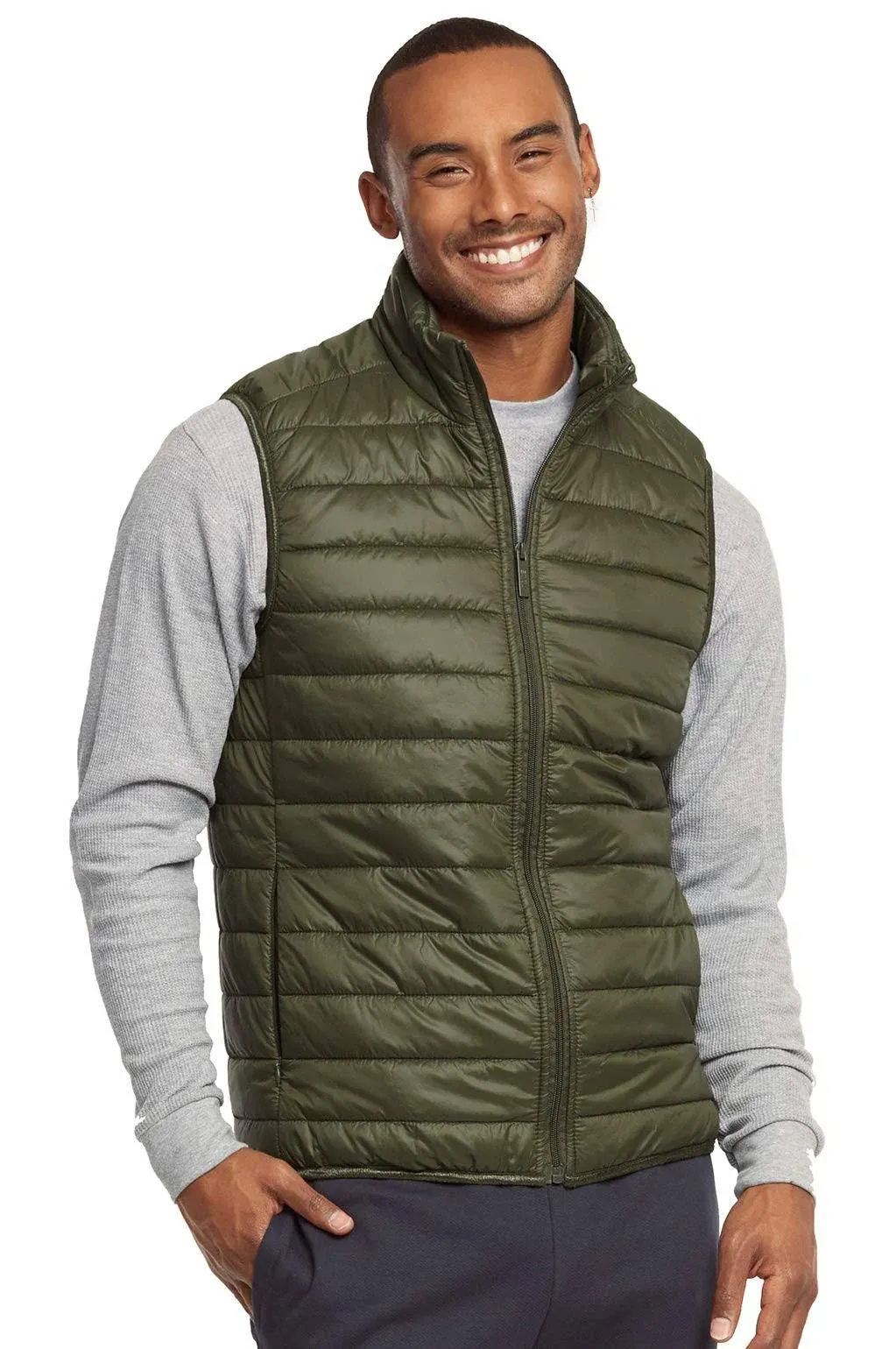 et Tu Men's Lightweight Puffer Vest S, Olive, Size: Small, Green