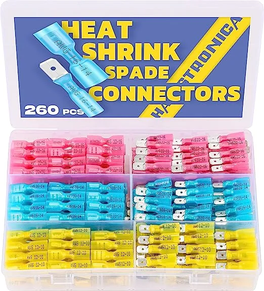 Haisstronica 260Pcs Heat Shrink Spade Connectors