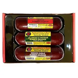 Wisconsin's BEST, Smoked Summer Sausage Sampler Gift Basket - Features Original ...