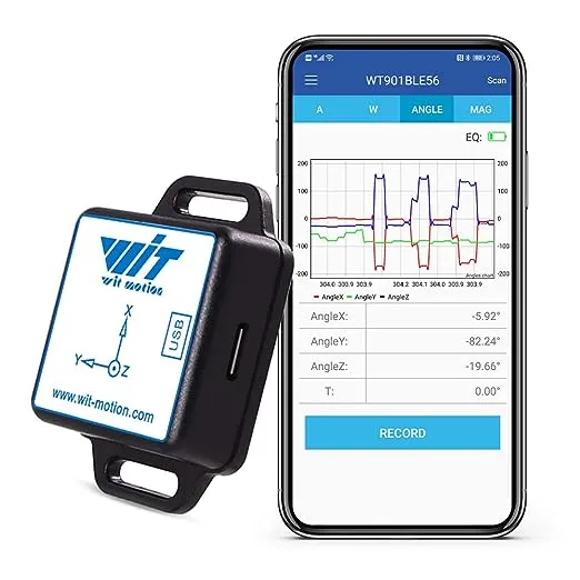 WitMotion [Bluetooth 5.0 Accelerometer+Inclinometer] WT901BLECL MPU9250 High-Precision 9-Axis Gyroscope+Angle(XY 0.2° Accuracy)+Magnetometer Compass with Kalman