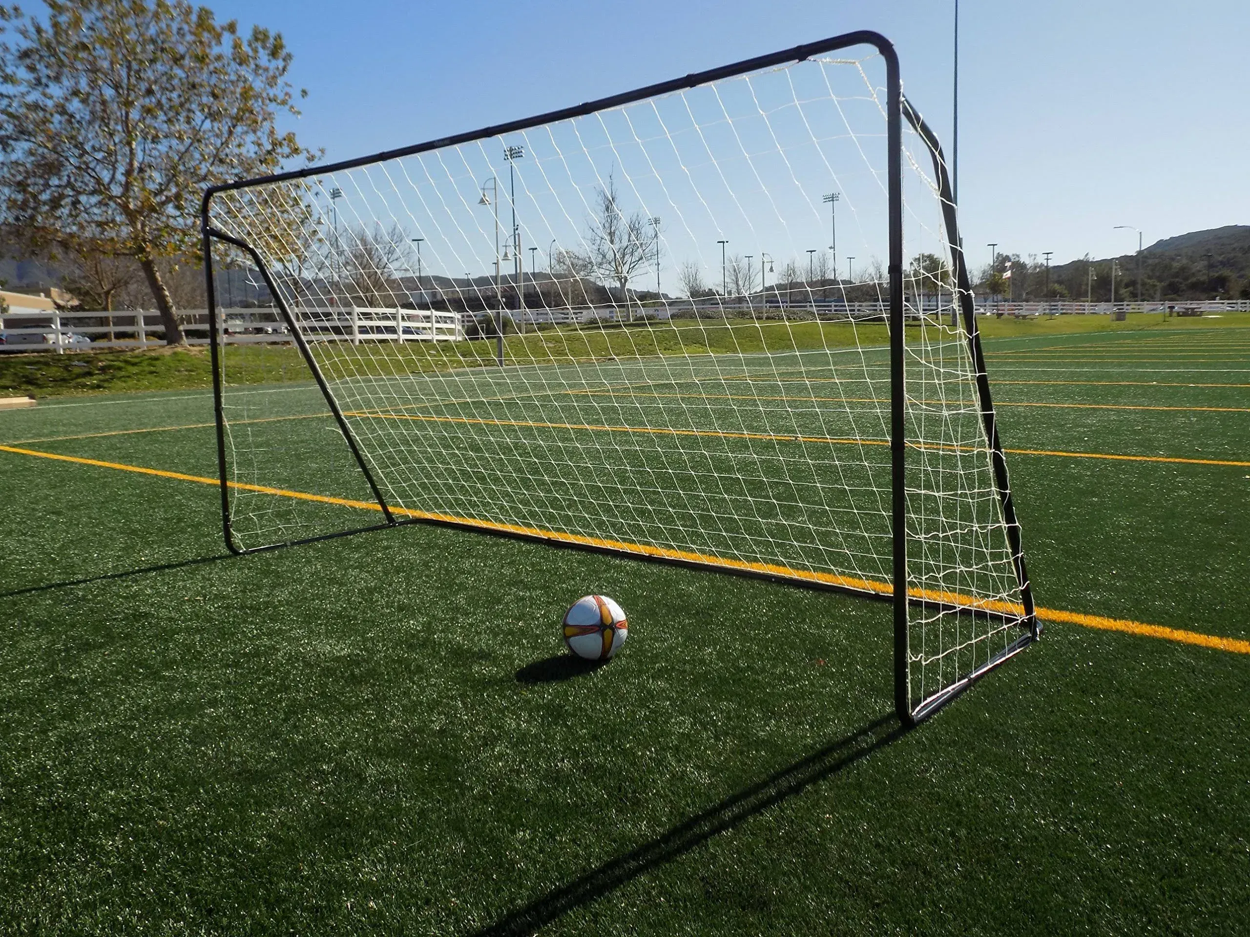 12 x 6 Ft. Powder Coated Galvanized Steel Soccer Goal w/Net. 12x6 Foot AYSO Regulation Size Portable Training Aid. Ultimate Backyard Goal, All Weather, One Year Warranty. New