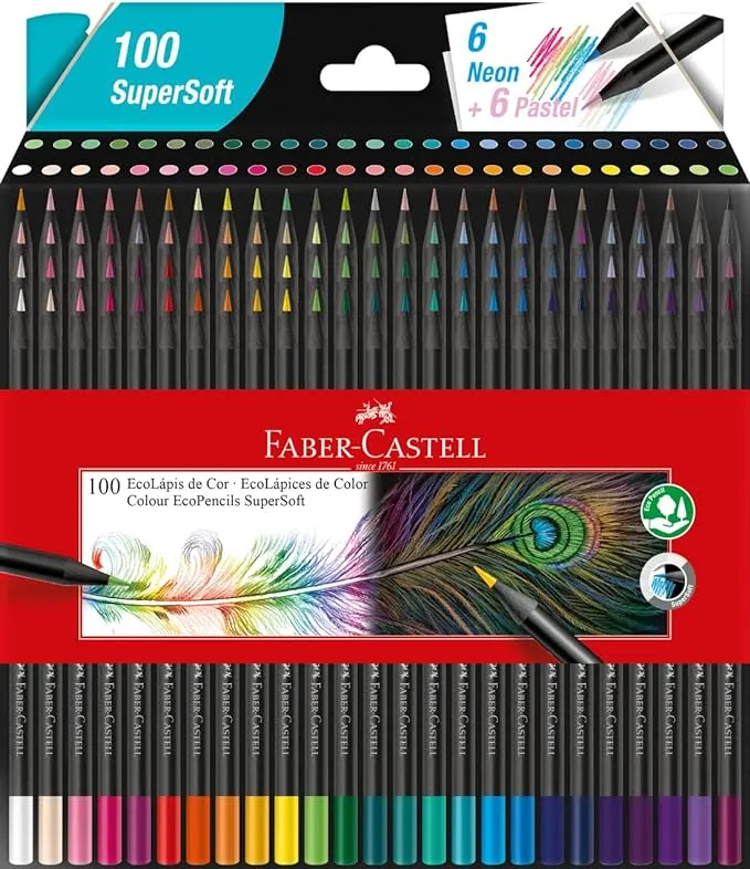 Faber Castell 100 Count Box Colored Pencils Super Soft 1207100SOFT New Sealed