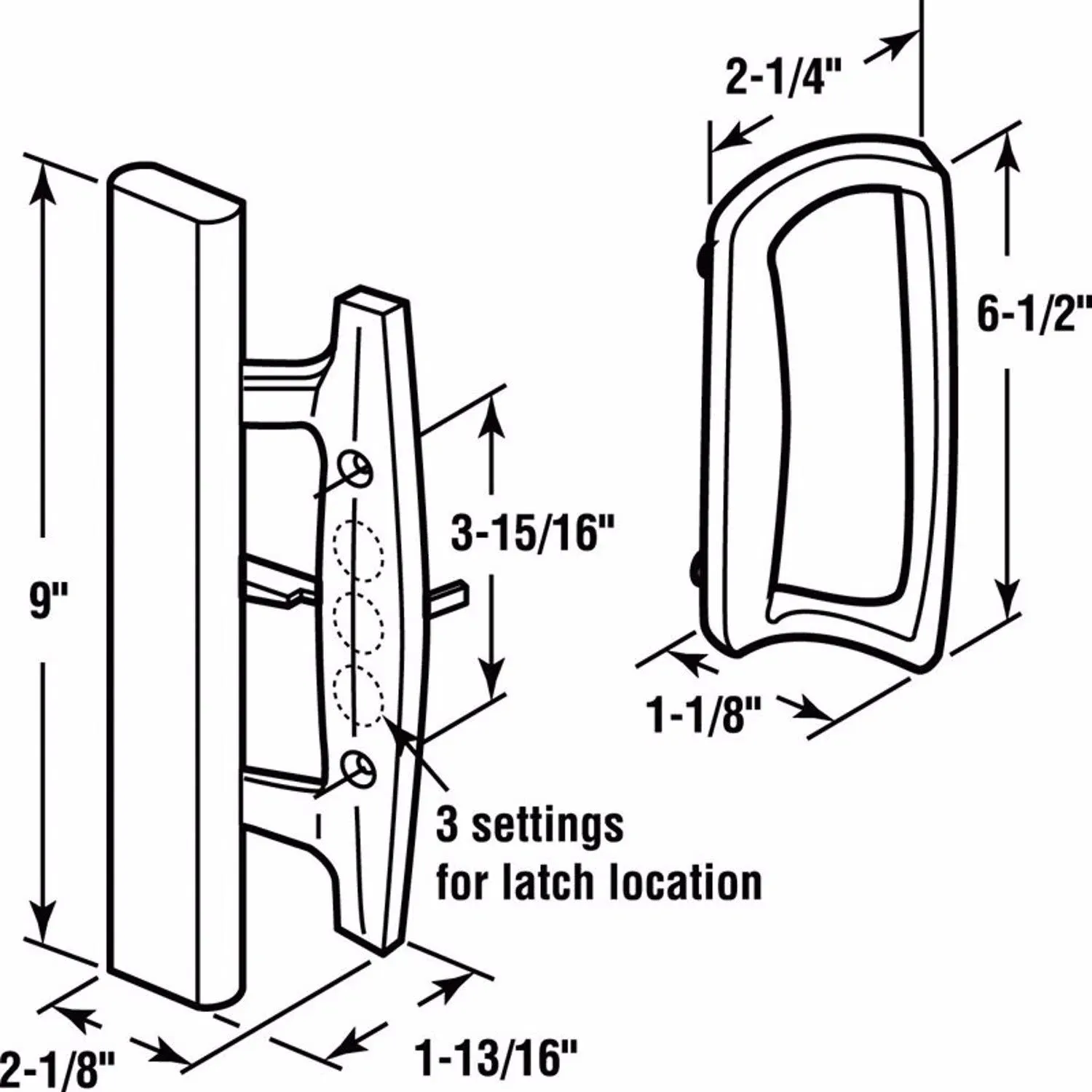 Prime Line Black Patio Door Handle Set C 1131