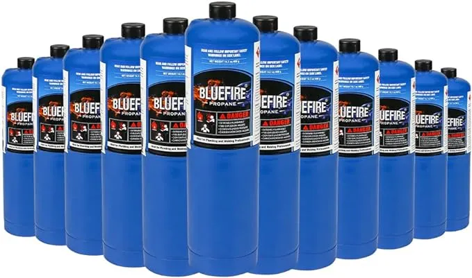 Pack of 12, BLUEFIRE Standard Propane Gas Cylinder