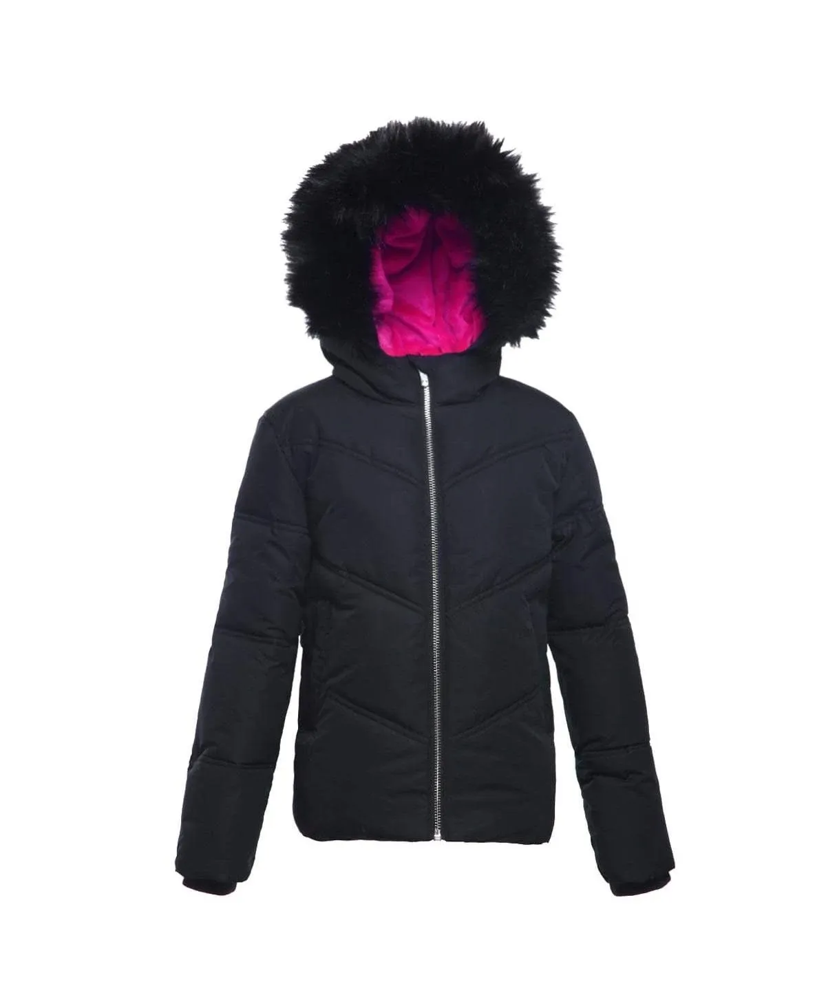 Rokka&Rolla Girls' Heavyweight Puffer Jacket Quilted Winter Coat with Hooded Faux Fur