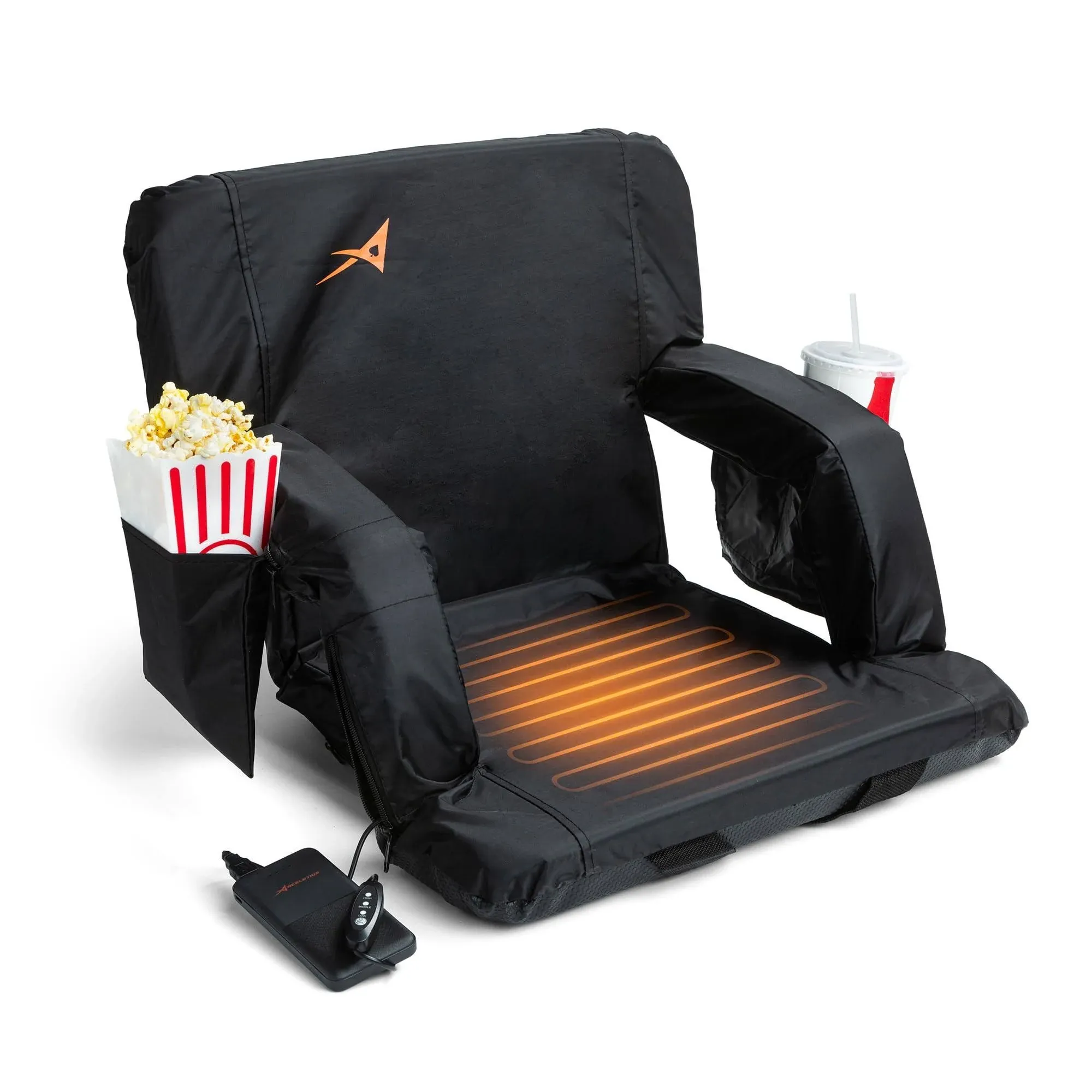 Heated Stadium SEATS for Bleachers with Back Support - USB Battery Included - Upgraded 3 Levels of Heat - Foldable Chair - Cushioned, 4 Pockets for