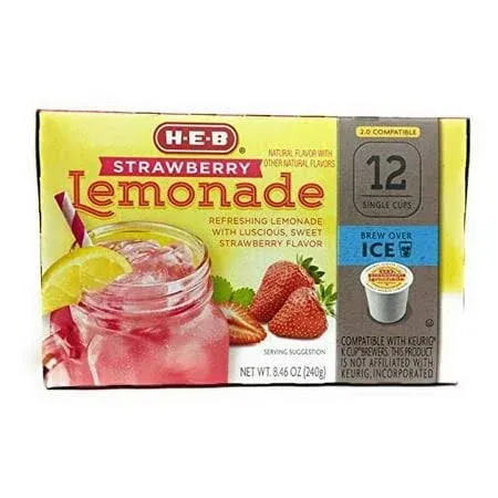 Heb Brew Over Ice, Strawberry Lemonade Single Serve Cups Compatible with Keurig 2 ...