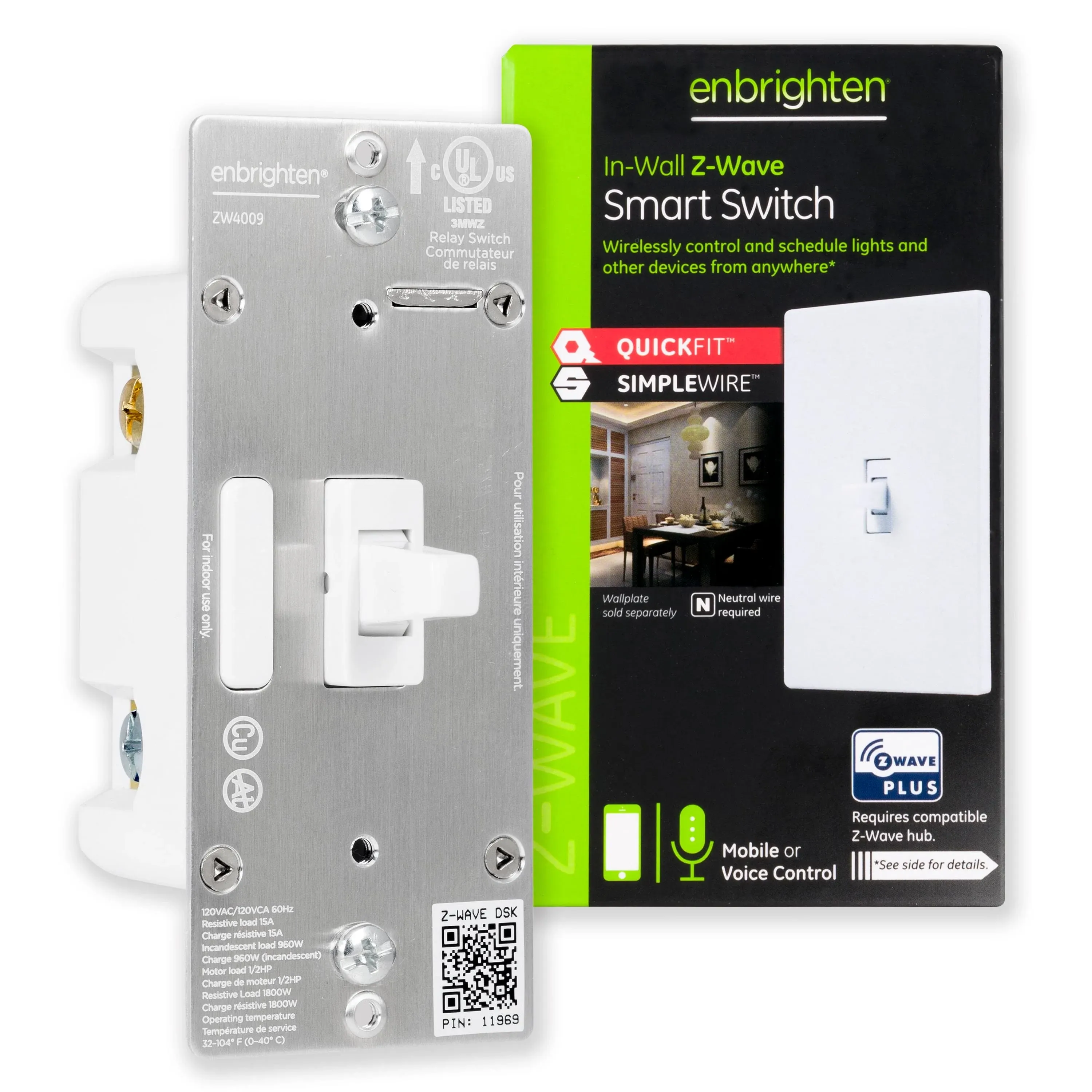 Enbrighten 46202 Z-Wave Plus Smart In-Wall Switch Toggle