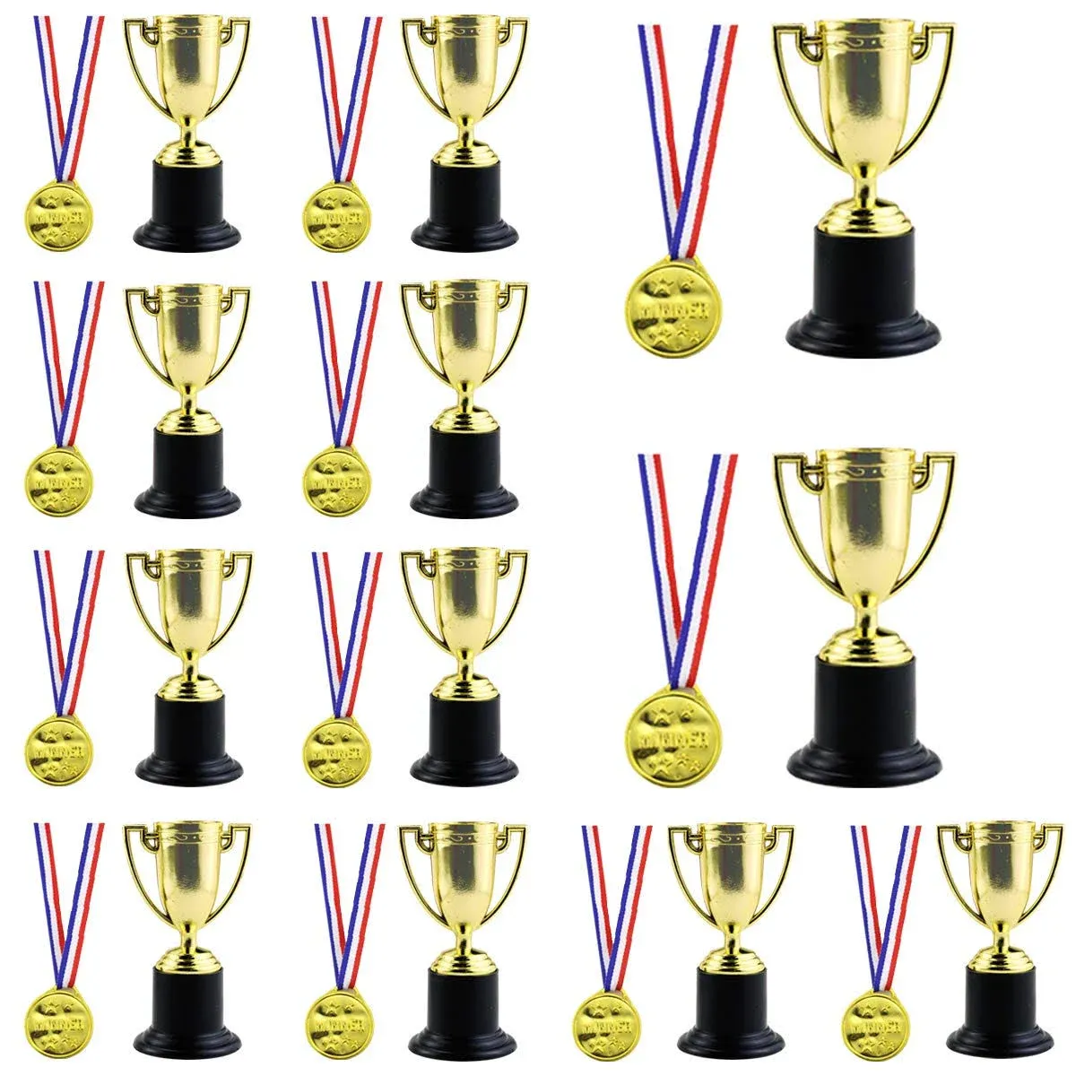 Twdrer 24pcs Mini Trophies and Awards Set,12Pcs 4 inch Gold Plastic Trophy Cup ...