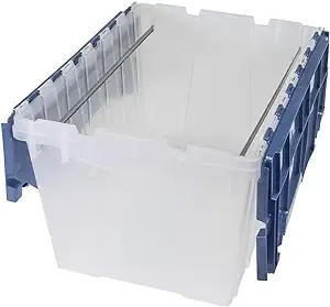 Akro-Mils Plastic Storage Container 12 Gallon KeepBox File Box with Hinged Attached Lid 66486FILEB