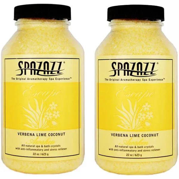 Spazazz Aromatherapy Spa and Bath Crystals - Verbena Lime Coconut 22 oz (2 Pack)