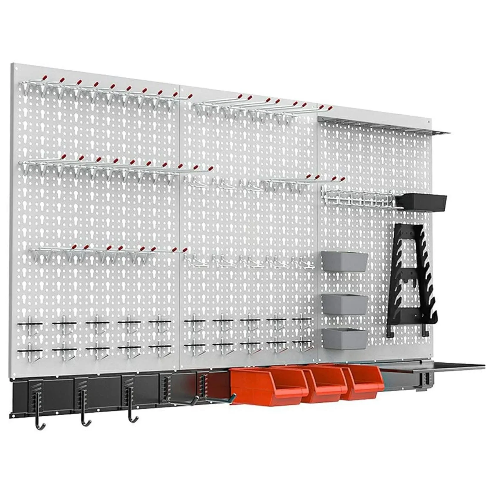 TORACK 109Pcs Pegboard Wall Organizer 4 ft. Garage Metal Pegboard Standard Utility Tool Storage Kit w/Toolboard Hooks & Pegboard Hooks Accessories, Wall Mounted Storage Bins & Shelf Racks