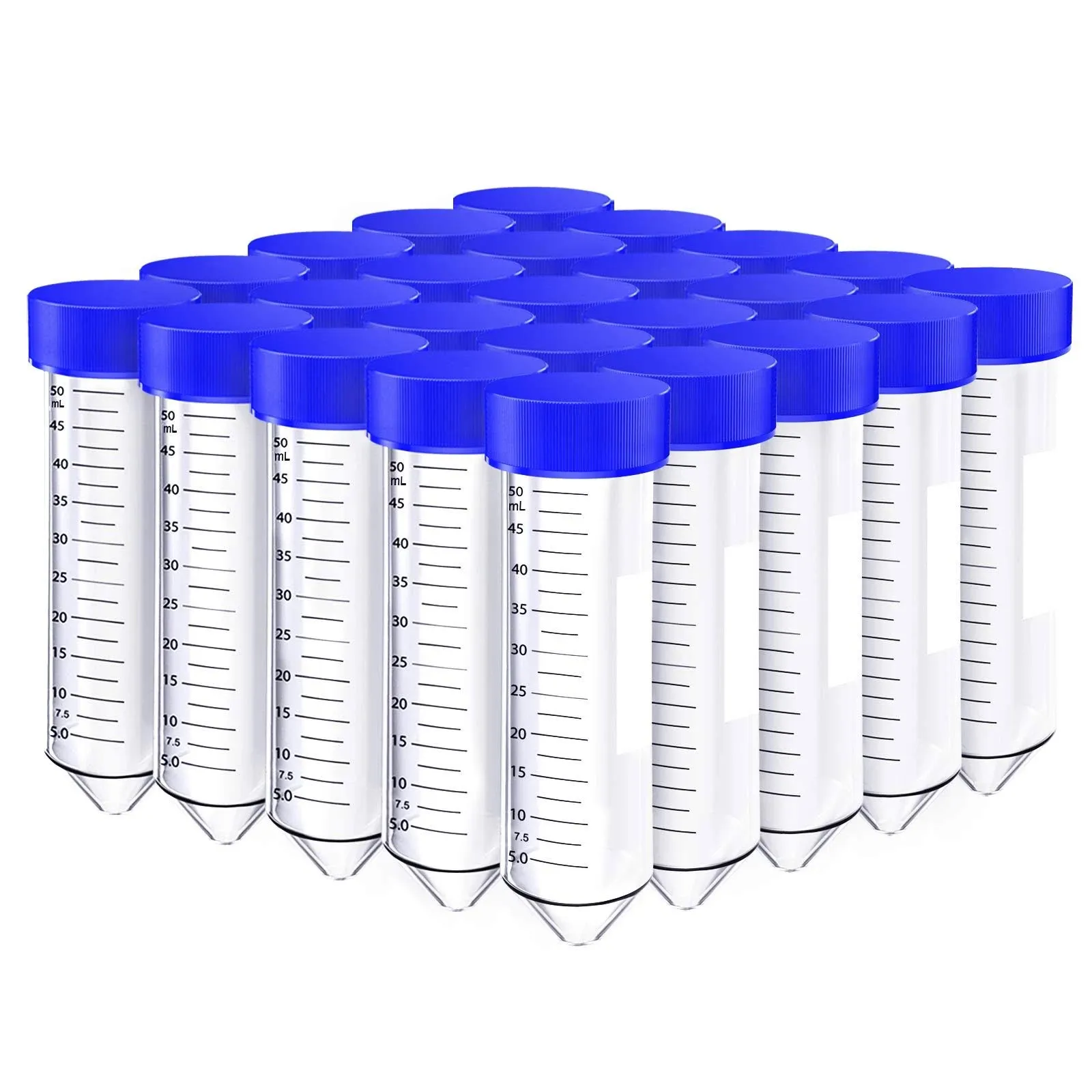 SimPure Conical Centrifuge Tubes 50ml, 25pcs EO Sterile Polypropylene Leak-Proof Screw Caps, Plastic Graduated and Write Marks Lab Test Container, Non