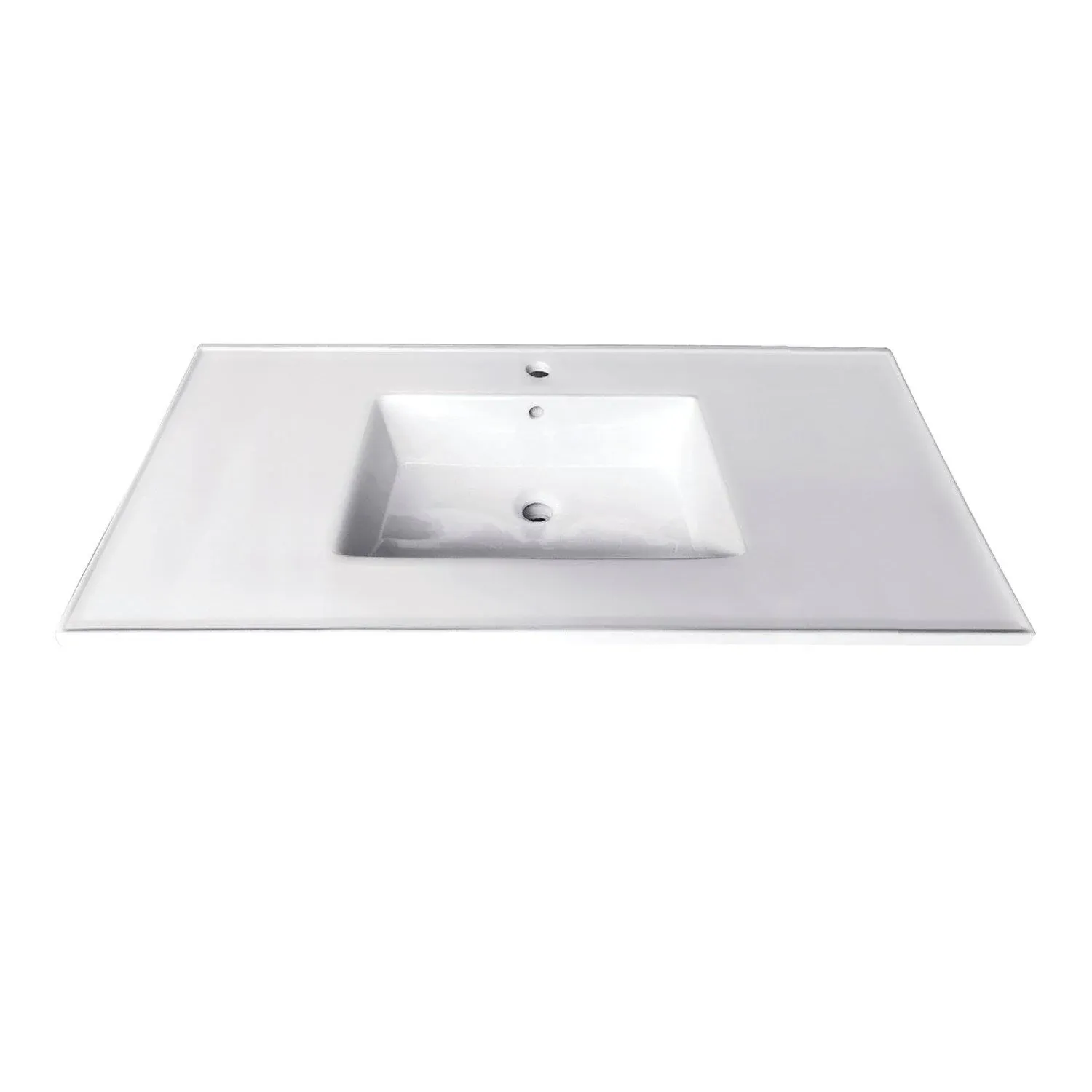 Kingston Brass Fauceture LBT372271 Continental 37-Inch Ceramic Vanity Top, 1-Hole, White