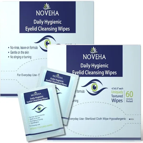 Daily Hygienic Eyelid &amp; Lash Wipes | 120 Individually Wrapped Cleansing Eyela...