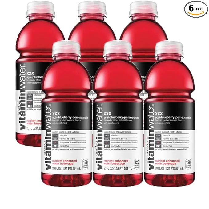 Vitamin Water Acai-Blueberry-Pomegranate - XXX, 20 Oz Bottle (Pack of 6, Total of 120 Oz)