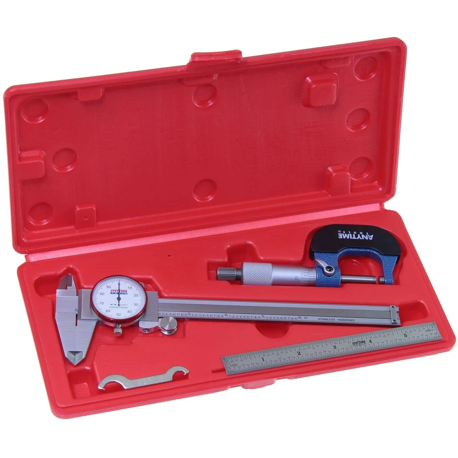 Dial Caliper/Micrometer/Stainless Steel Ruler Professional Machinist Inspection Tool Set