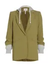 Hooded Khloe Jacket In Olive Green Heather Grey