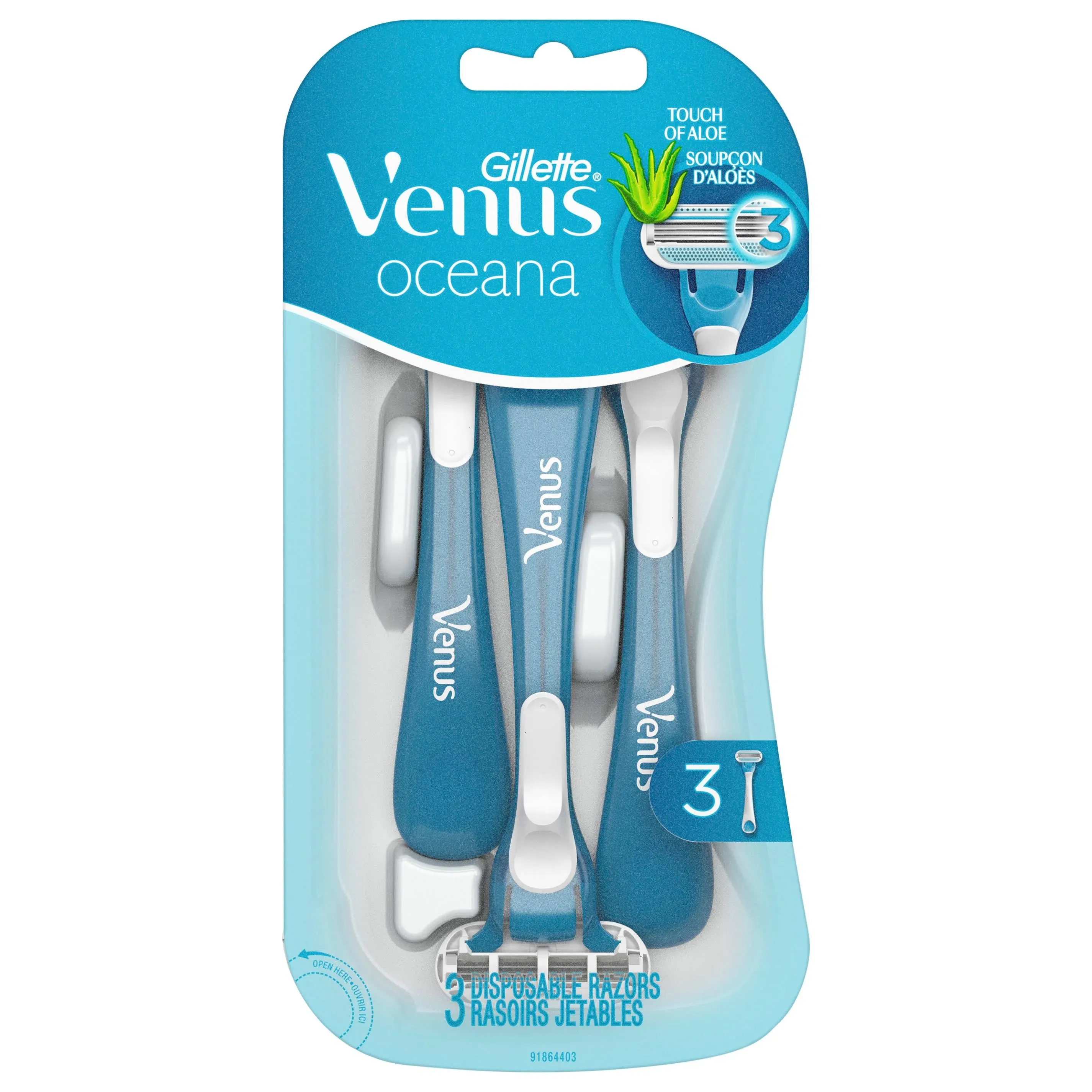 VENUS GILLETTE OCEANA WOMEN&#039;S 3 PACK DISPOSABLE RAZORS - BRAND NEW