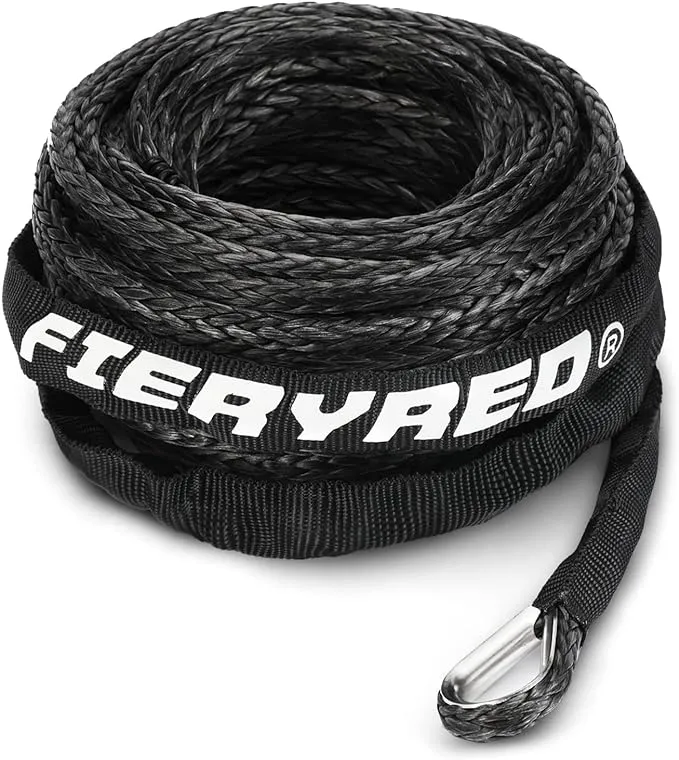 ieryRed 3/16” Winch Rope Cable,50 FT 8500 LBS ATV/UTV Synthetic Winch Rope, Winch Line Replacement with Protective Sleeve Suits for 3000 to 6000LBS Winch, Orange/Black/Grey Available