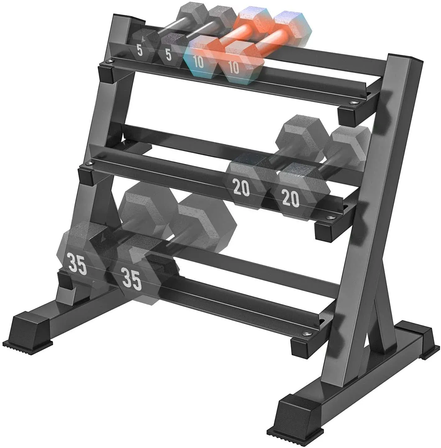 YOLEO 1100LBS Dumbbell Rack- Adjustable 3 Tier Weight Rack for Home Gym, Heavy D