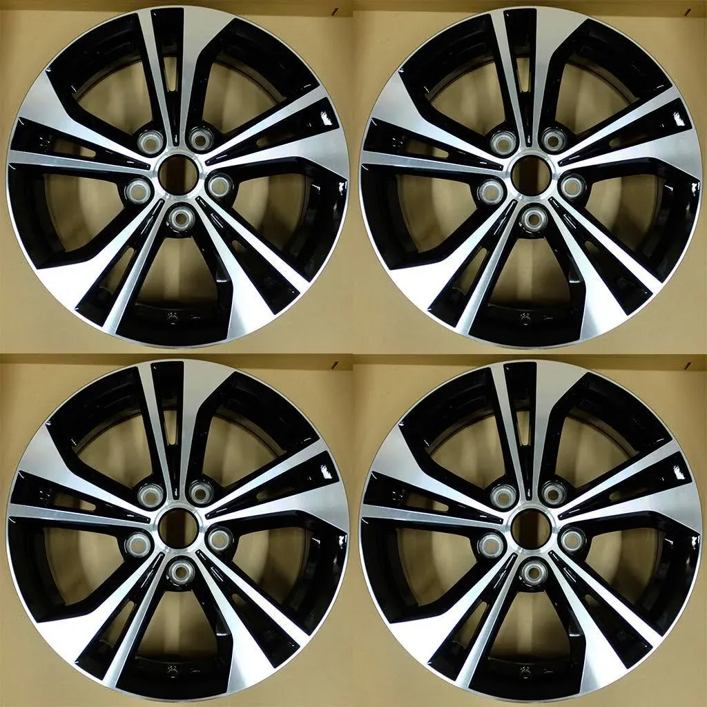 16" Set of 4 16x6.5 Machined Black Alloy Wheels For Nissan Sentra 2020-2022 OEM Quality Replacement Rim