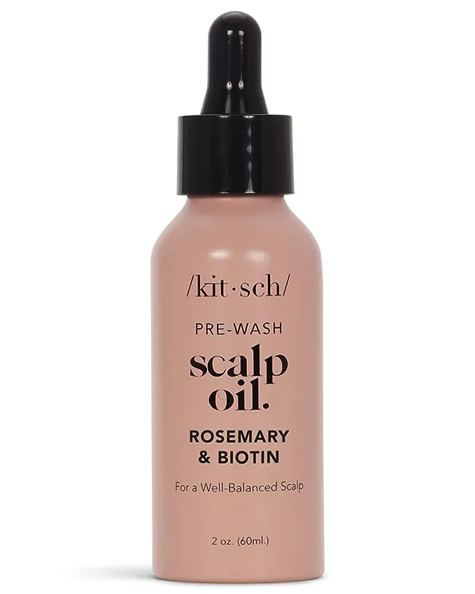 Kitsch Rosemary Oil for Hair Growth & Healthy Scalp - Pre Wash Scalp Oil with Biotin for Well-Balanced Hair | Hair Growth Serum & Hair Oil Before Shampoo with Lavender Scent & Recycled Bottle, 60 mL