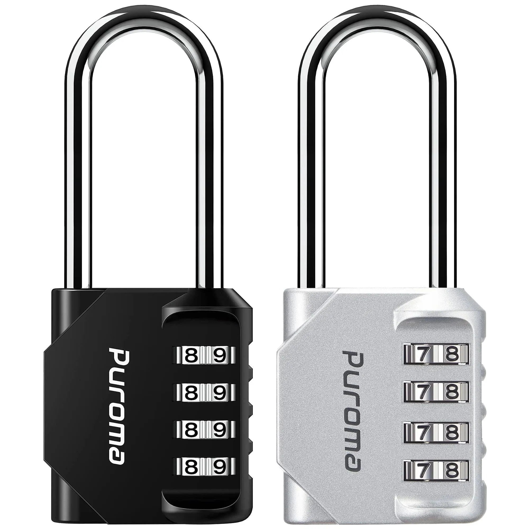 Puroma 2 Pack 2.6 Inch Long Shackle Combination Lock 4 Digit Outdoor Waterproof 